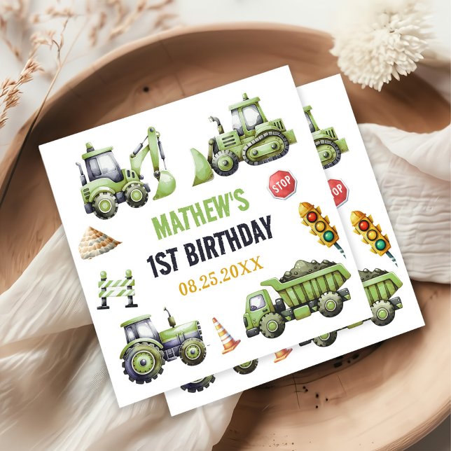 Construction Kids 1st Birthday Party Napkins (Creator Uploaded)