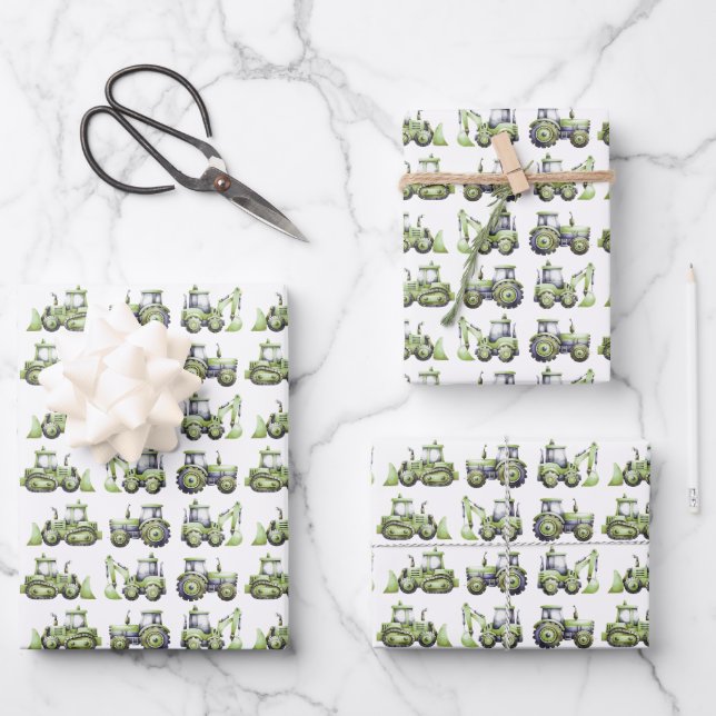 Construction Kids 1st Birthday Party Wrapping Paper Sheets (Front)