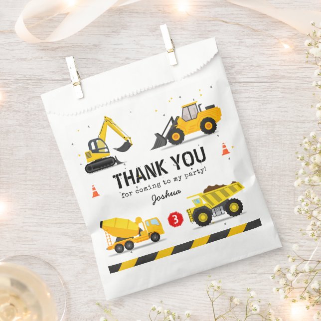 Construction Kids Any Age Birthday Party Favor Bag (Clipped)