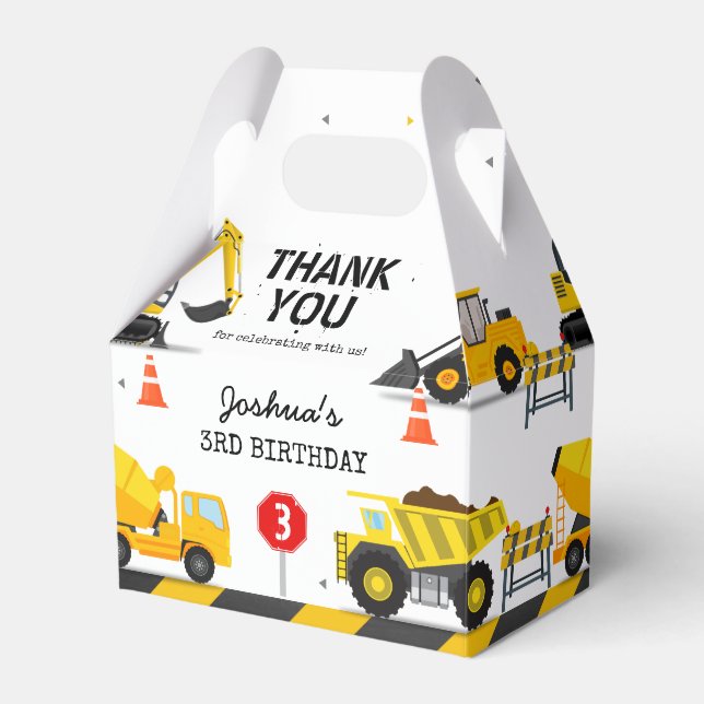 Construction Kids Any Age Birthday Party Favor Boxes (Front Side)