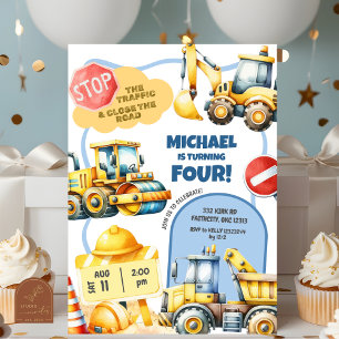 Construction Kids Birthday  Invitation