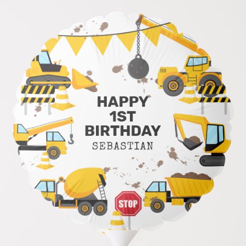 Construction Kids Birthday Party Balloon