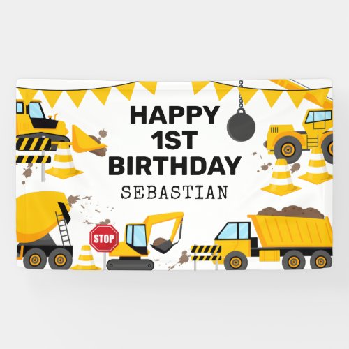 Construction Kids Birthday Party Banner