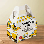 Construction Kids Birthday Party Favor Box<br><div class="desc">Construction themed birthday favor boxes featuring a simple white background,  with cute cartoon illustrations of bunting,  stop signs,  a dump truck,  a digger,  a cement truck,  a wrecking ball crane,  splatters of dirt,  and a birthday thank you template that is easy to personalize.</div>