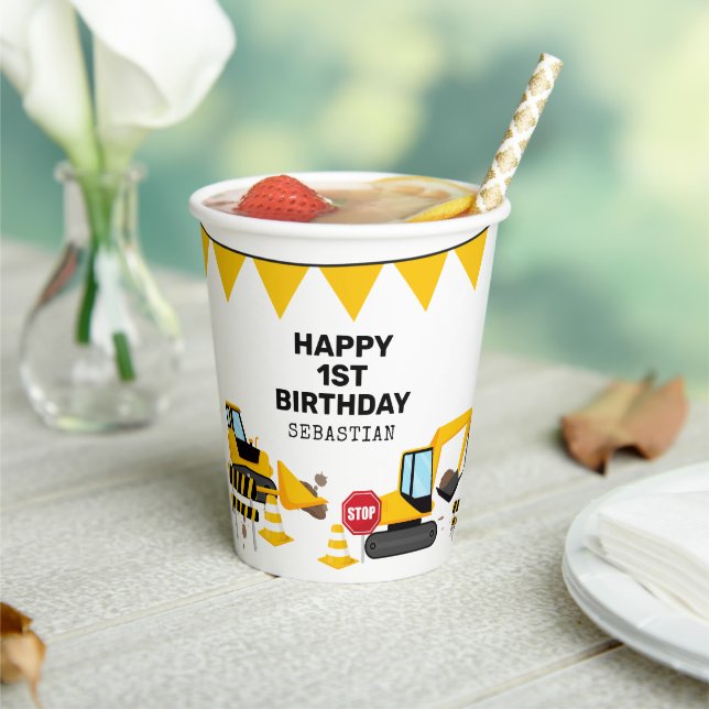 Construction Kids Birthday Party Paper Cups (Insitu)