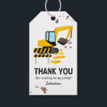 Construction Kids Birthday Party Thank You Gift Tags<br><div class="desc">Kids construction birthday party favor tags featuring a simple white background,  with cute cartoon illustrations of a digger,  traffic cones,  splatters of dirt,  and a thank you template that is easy to personalize.</div>