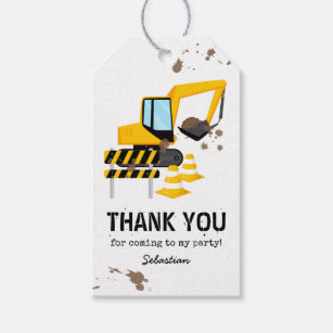 Construction Kids Birthday Party Thank You Gift Tags