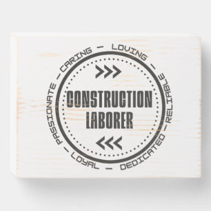 Construction Labourer Wooden Box Sign