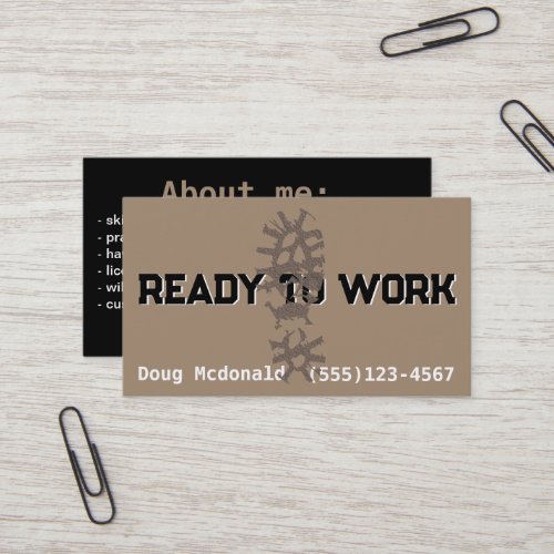 Construction Landscaping Carpentry Work CUSTOM  Business Card