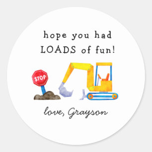Construction LOADS of fun Boy Birthday Classic Round Sticker