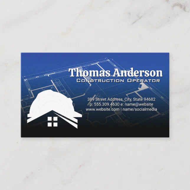 Construction Logo | Blueprints Business Card | Zazzle