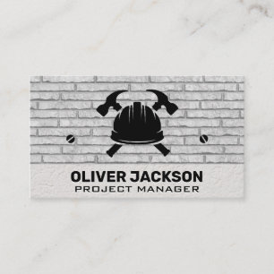 Construction Logo Brick Wall Business Card