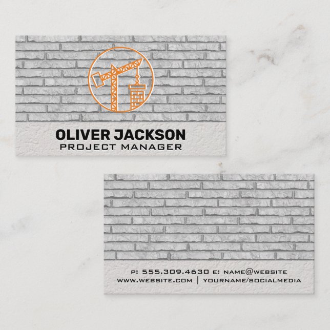 Construction Logo | Brick Wall  Business Card (Front/Back)