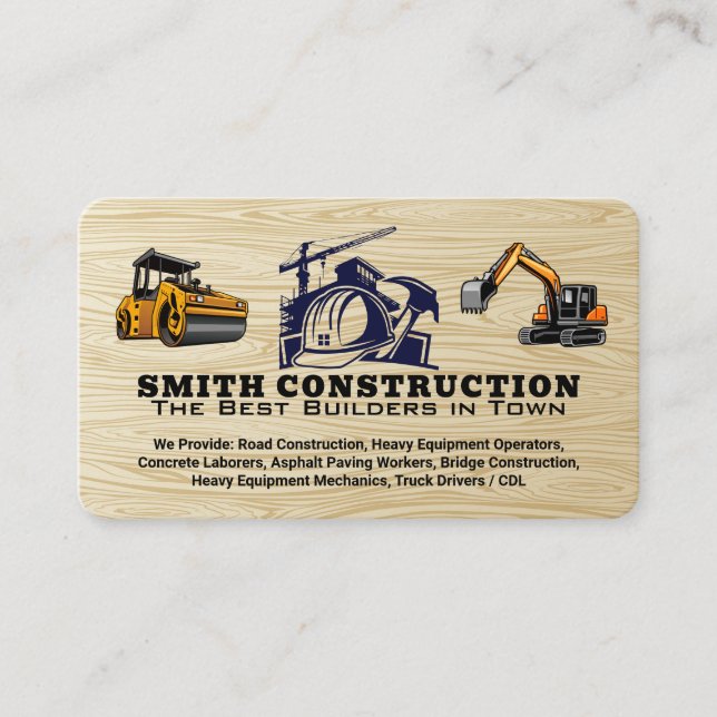 Construction Logo | Engineer | Blue Collar Business Card (Front)