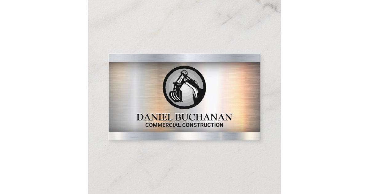 Construction Logo | Metal Industrial Business Card | Zazzle