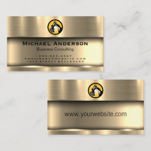 Construction Logo Metallic Gold Shine Business Card