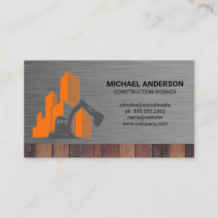 Construction Logo   Metallic Wood Business Card