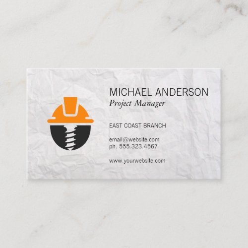 Construction Logo  Project Manager Business Card