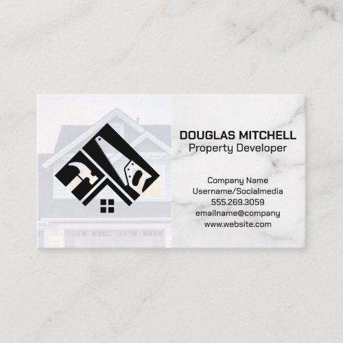 Construction Logo  Residential Home Business Card