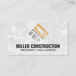 Construction Logo Saw Hammer Tools Business Card