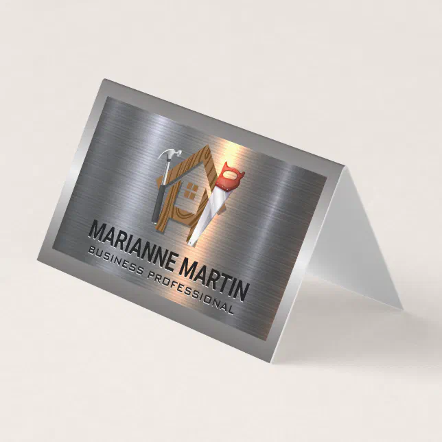 Construction Logo | Wood Home Saw and Hammer Business Card | Zazzle