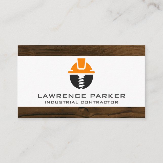 Construction Logo | Wood Trim Business Card (Front)