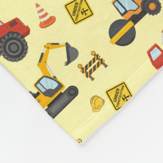 Construction Machines Theme Fleece Blanket