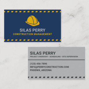 Construction Management Hardhat Dark Blue Business Card