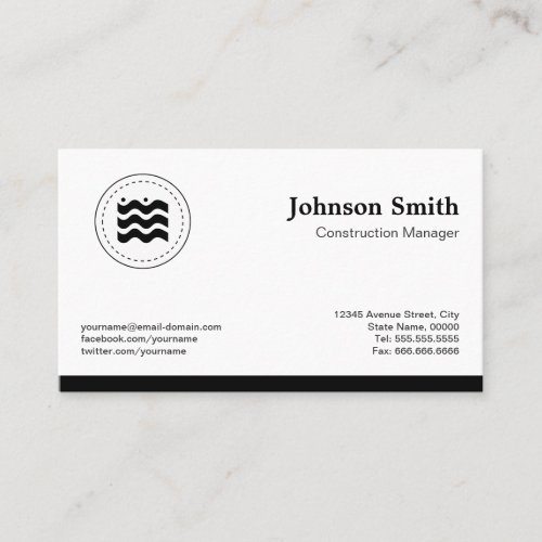 Construction Manager Black White Changeable Logo Business Card Templates