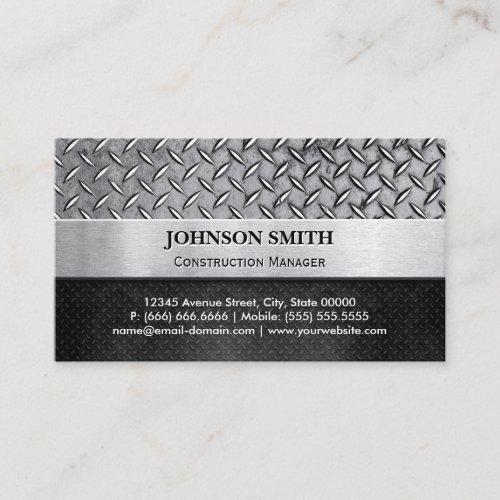 Construction Manager _ Diamond Metal Plate Business Card