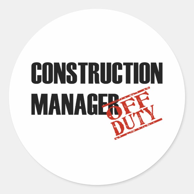 CONSTRUCTION MANAGER LIGHT CLASSIC ROUND STICKER (Front)
