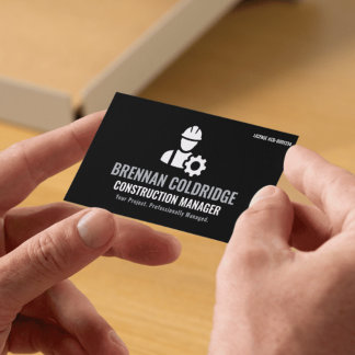 Construction Manager Minimalist Black & White Pro Business Card