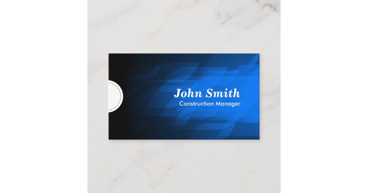 Construction Manager - Modern Dark Blue Business Card | Zazzle