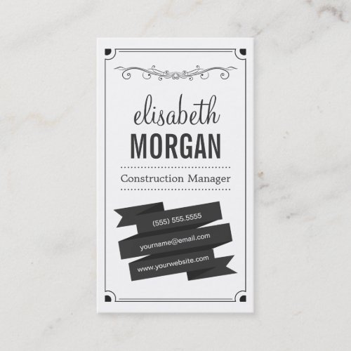 Construction Manager - Retro Black and White Business Card