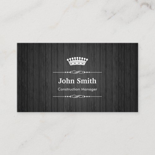 Construction Manager Royal Black Wood Grain Business Card Templates