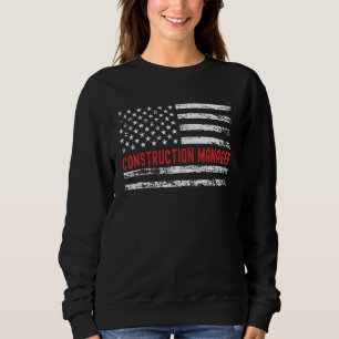 Construction Manager USA Flag Profession Retro Job Sweatshirt