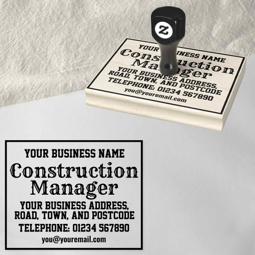 Construction Manager with Name Address etc Rubber Stamp