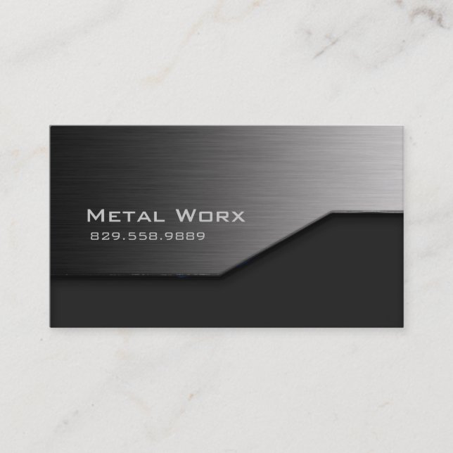 Construction Metal Business Card Angle Edge Gray (Front)