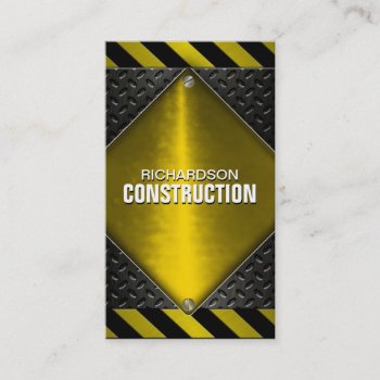 Construction Metal Business Card - Black Yellow by OLPamPam at Zazzle