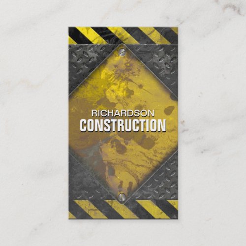 Construction Metal Business Card Black Yellow Rust