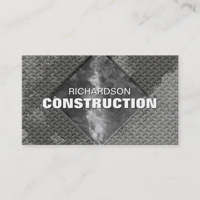Construction Metal Business Card - Gray Silver (Front)