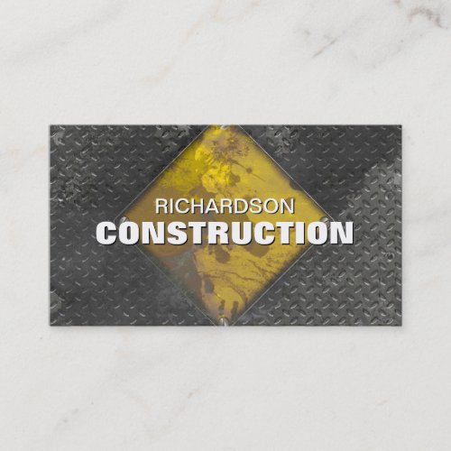 Construction Metal Business Card Rusted Gray Gold