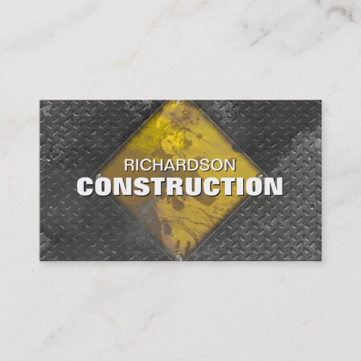 Customizable Construction Metal Business Card Rusted Gray Gold
