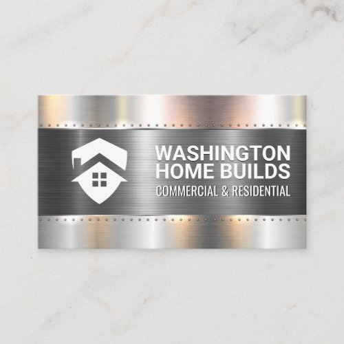 Construction Metal Fabrication with Rivets  House Business Card