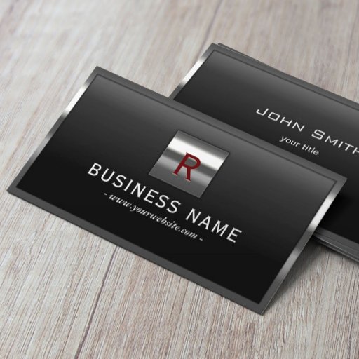 Customizable Construction Metal Framed Monogram Professional Business Card