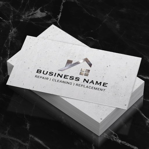 Customizable Construction Metal House Logo Modern Real Estate Business Card