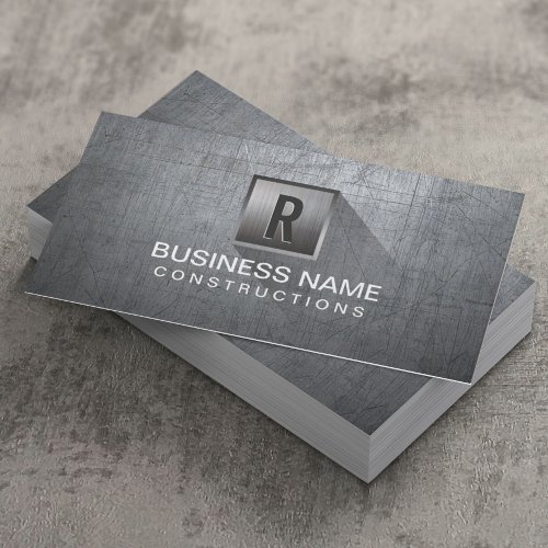 Construction Metal Monogram Professional Modern Business Card