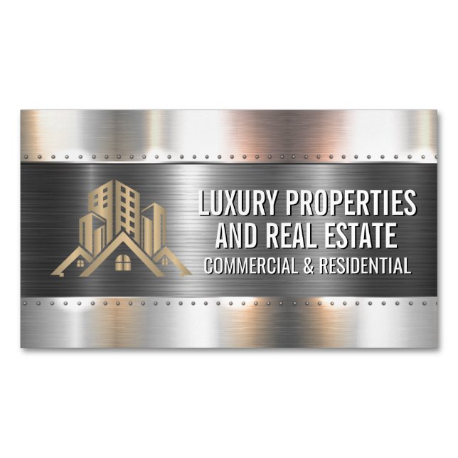 Construction Metal Rivets | Properties Logo Business Card Magnet (Front)