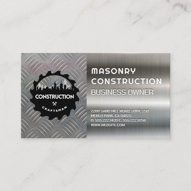 Construction | Metal | Steel Business Card (Front)