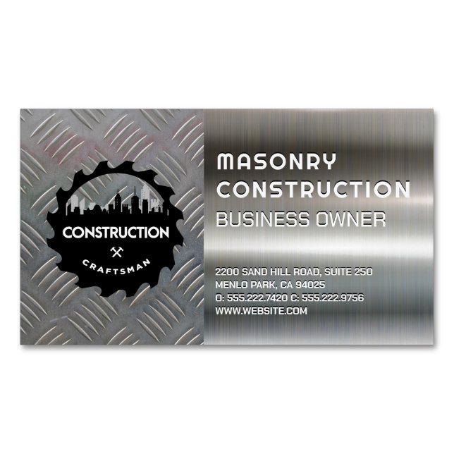 Construction | Metal | Steel Business Card Magnet (Front)